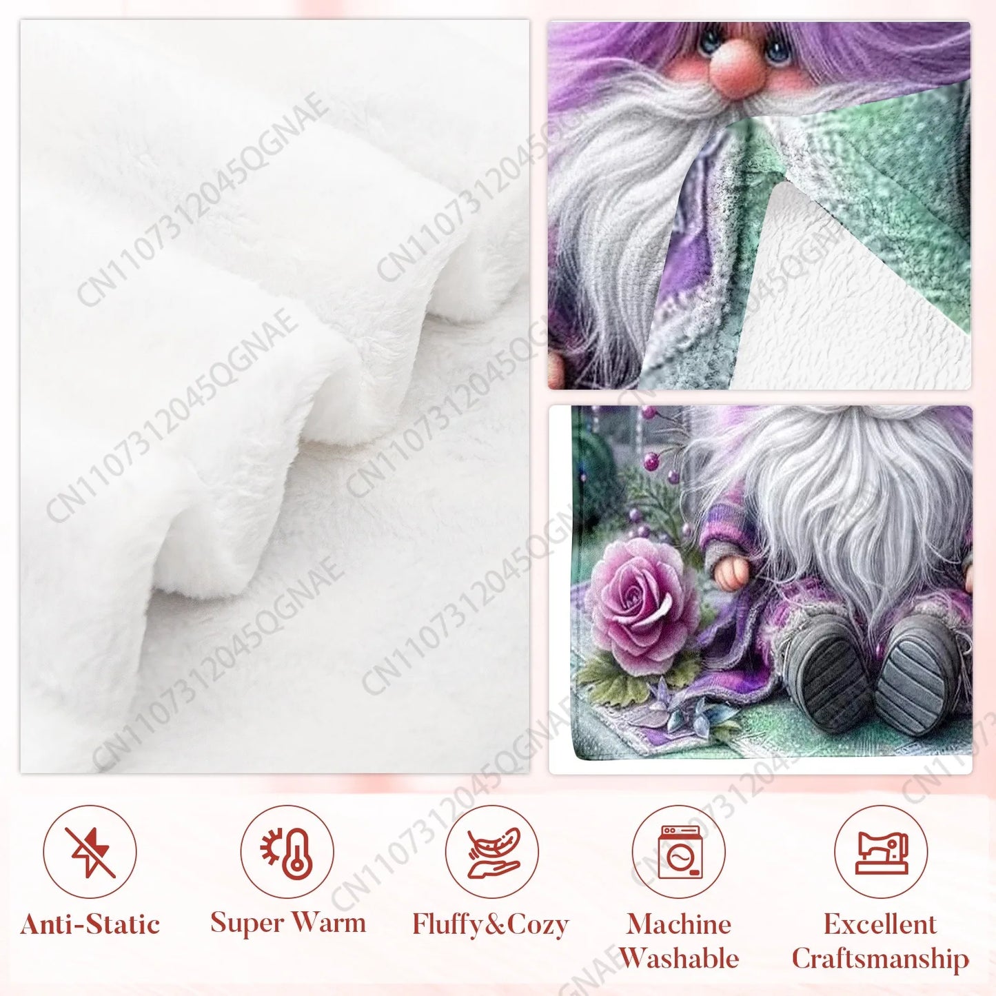 Gnome Flannel Blanket Soft, Warm