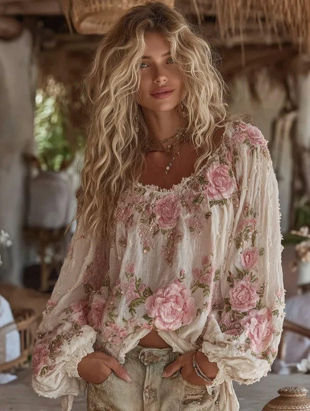 Bohemian round Neck Women's T-shirt