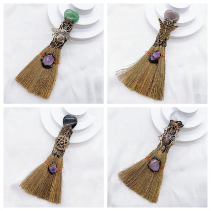 Natural Amethyst Crystal Love Heart Magic Broom
