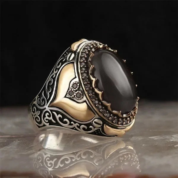 Creative Cat's Eye Alloy Casting Rings for Men