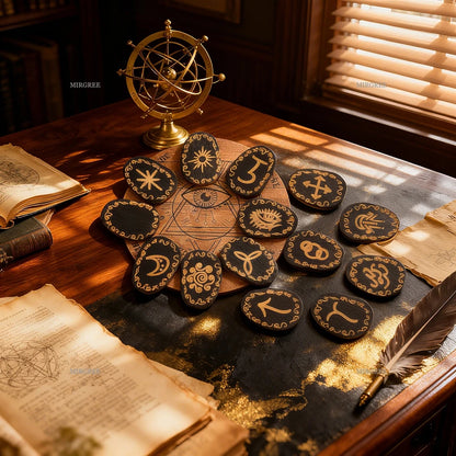 Mysterious Rune Set Handmade Wooden Rune