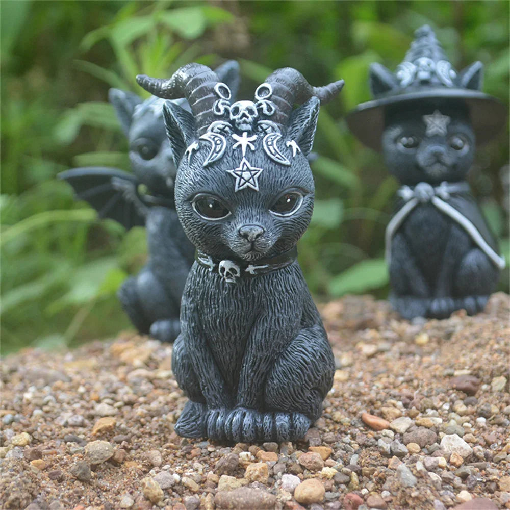 Mysterious Cute Cat Witch Figurine
