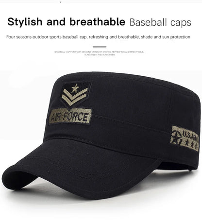 Four Seasons Hat Men's Korean Spring And Autumn Baseball Cap Cotton Outdoor Flat Military Cap Camouflage Embroidery Cap