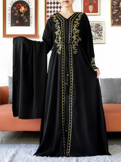Elegant Women Abaya Long Sleeve Chiffon Dress