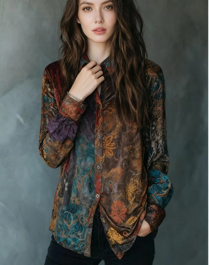 Casual Long Sleeve Button-Down Flower Print Shirt