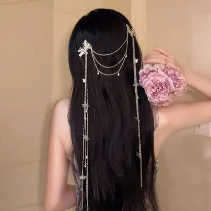 Crystal Long Tassel Chain Headband
