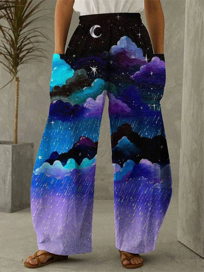 Galaxy Moon Stars Full Length Wide Leg Pants