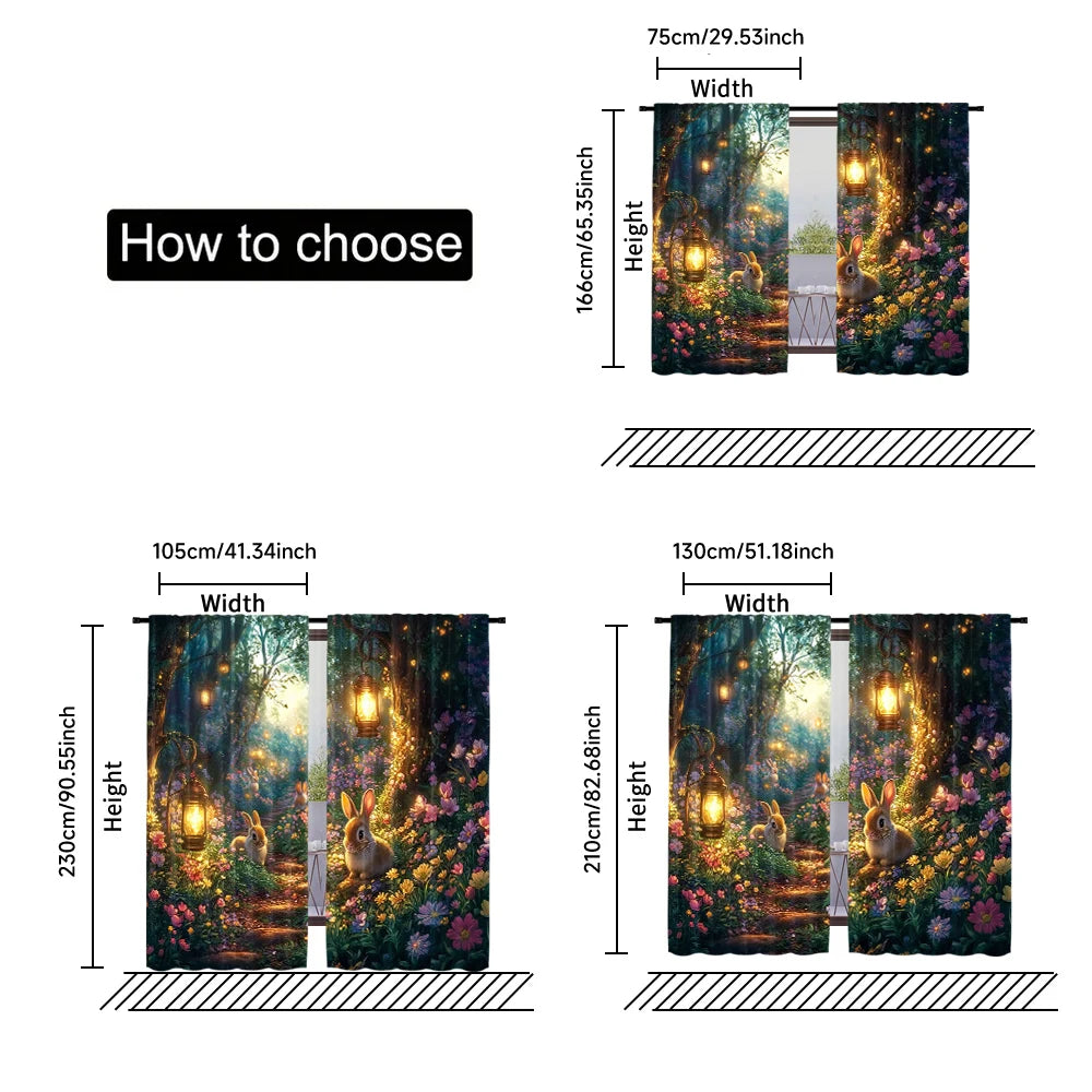 2 pcs, Polyester Curtains Spring Fairy Forest