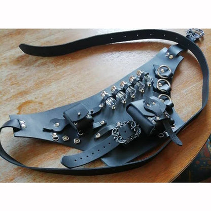Medieval Witch Alchemist Leather Utility Belt