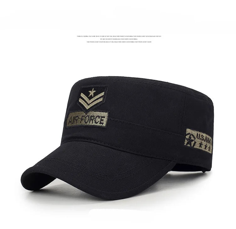 Four Seasons Hat Men's Korean Spring And Autumn Baseball Cap Cotton Outdoor Flat Military Cap Camouflage Embroidery Cap