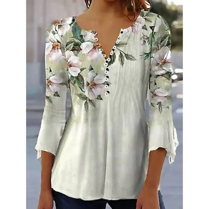 Women'S V-Neck Button-Down T-Shirt
