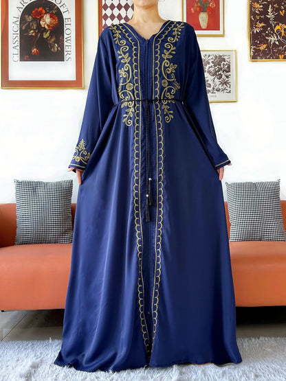 Elegant Women Abaya Long Sleeve Chiffon Dress