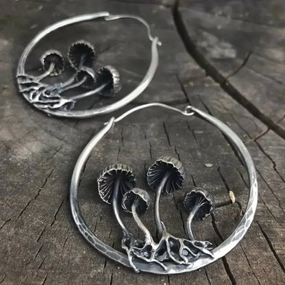Hollow Mushrooms Hoop Earrings
