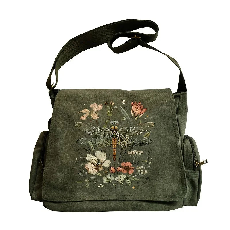 Stylish Dragonfly Print Women's Shoulder Bag Large Capacity