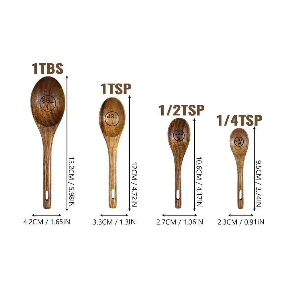 4 pcs Wooden Measuring Cup Or Spoon Set