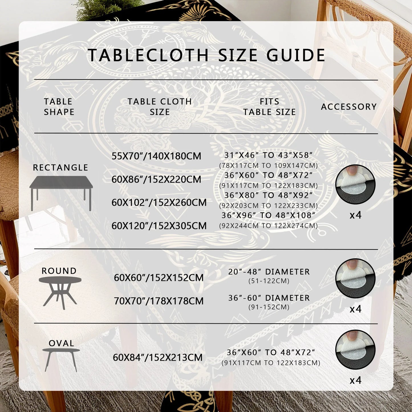 Viking Crow Rectangle Tablecloth