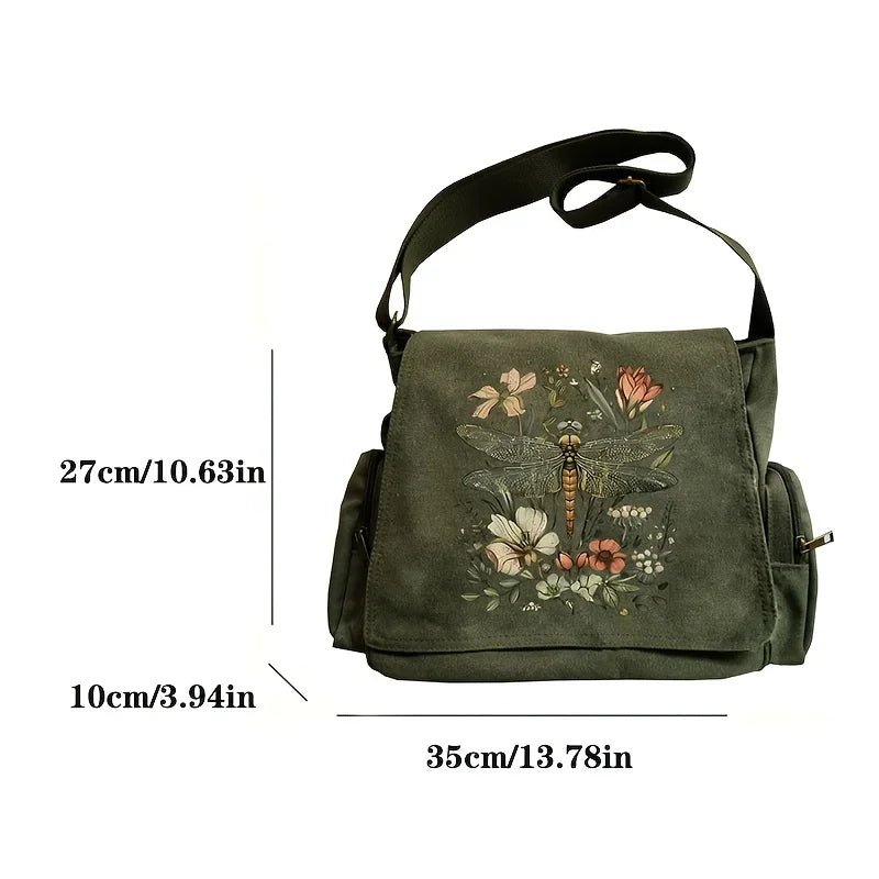 Stylish Dragonfly Print Women's Shoulder Bag Large Capacity