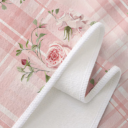 Pink Rose Plaid and All-Over Floral Kitchen Towels