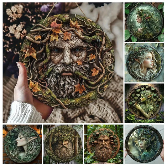 Tree Elf Circular Wooden Sign