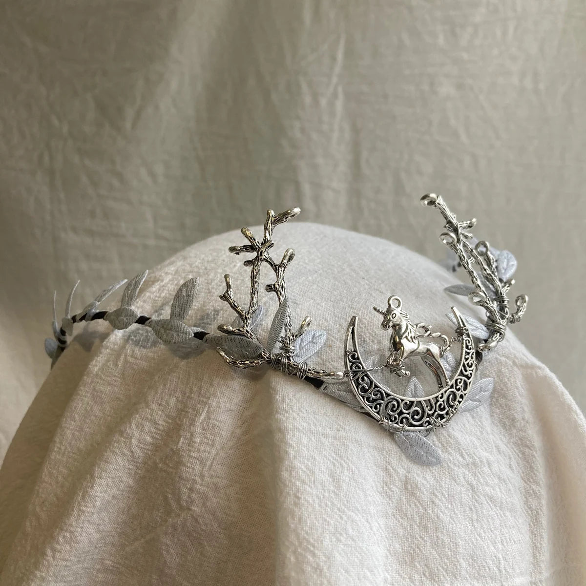 Black gothic crown with antlers