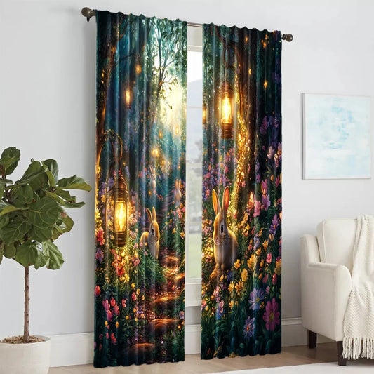 2 pcs, Polyester Curtains Spring Fairy Forest