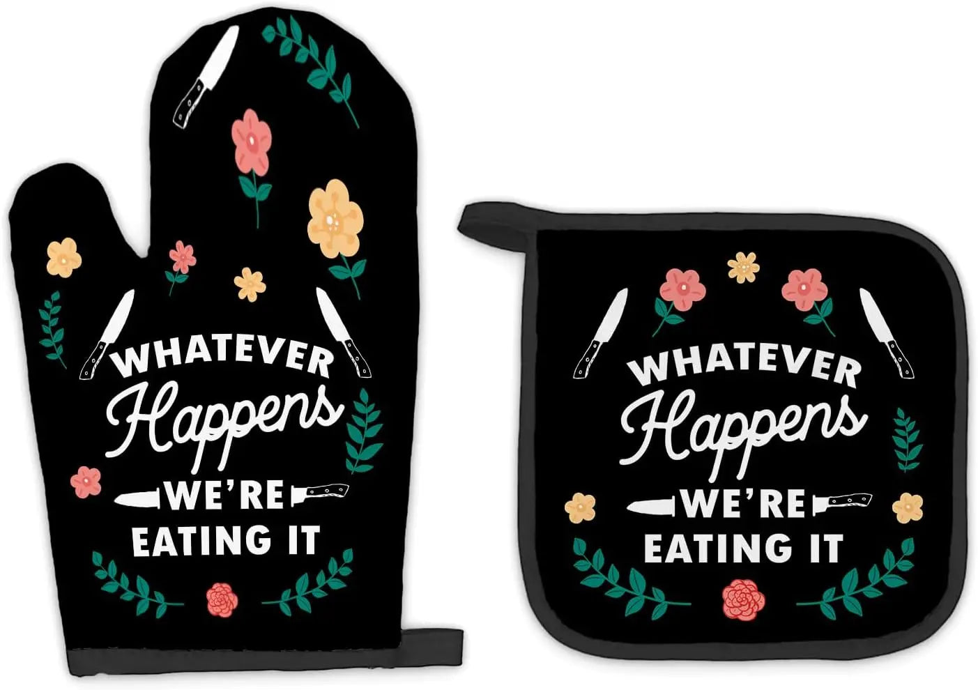 Vintage Floral Flowers Oven Mitts and Pot Holders Set