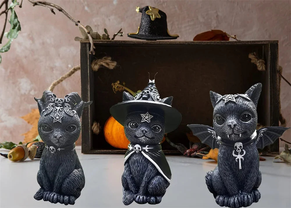 Mysterious Cute Cat Witch Figurine