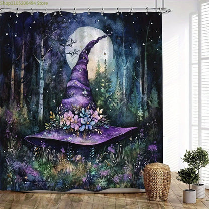 Witch Hat Shower Curtain - Magical Bathroom Decor