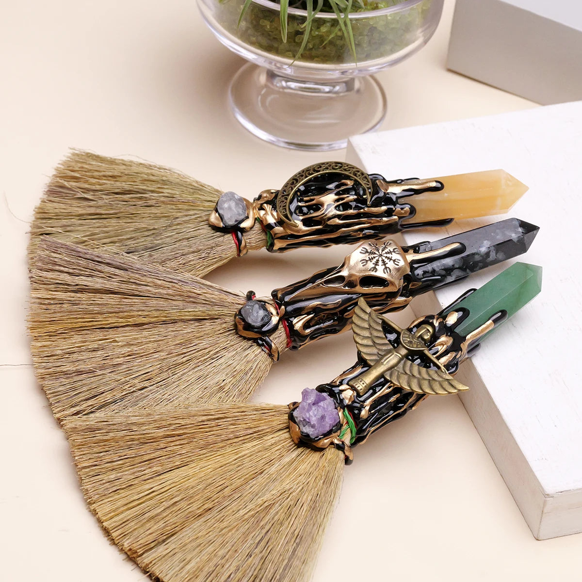 Natural Crystal Stone Point Magic Broom