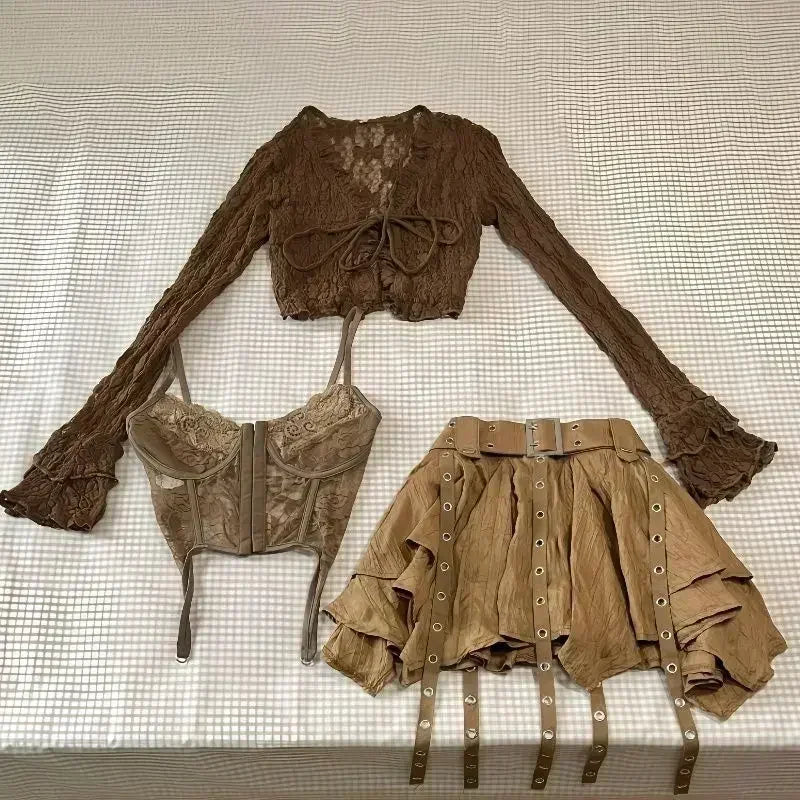 3 Piece Set Woman Aesthetics Fashion