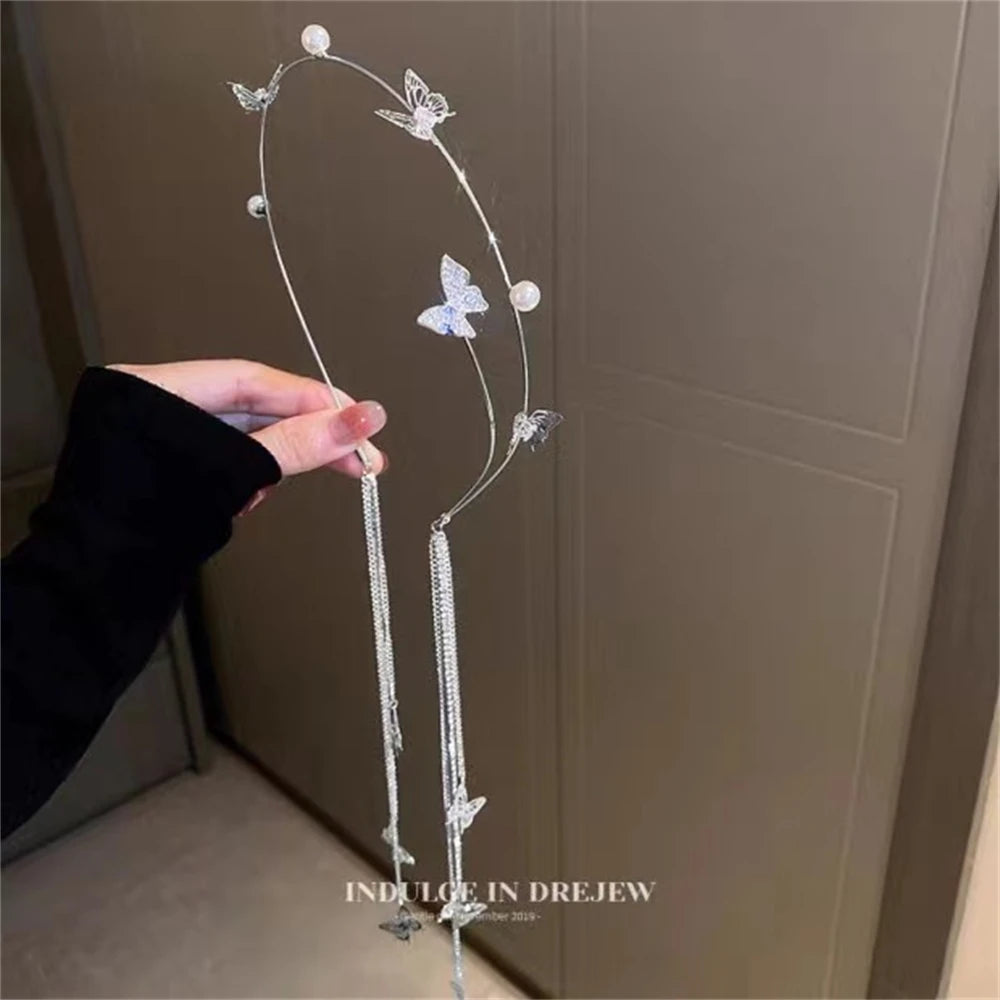 Crystal Long Tassel Chain Headband