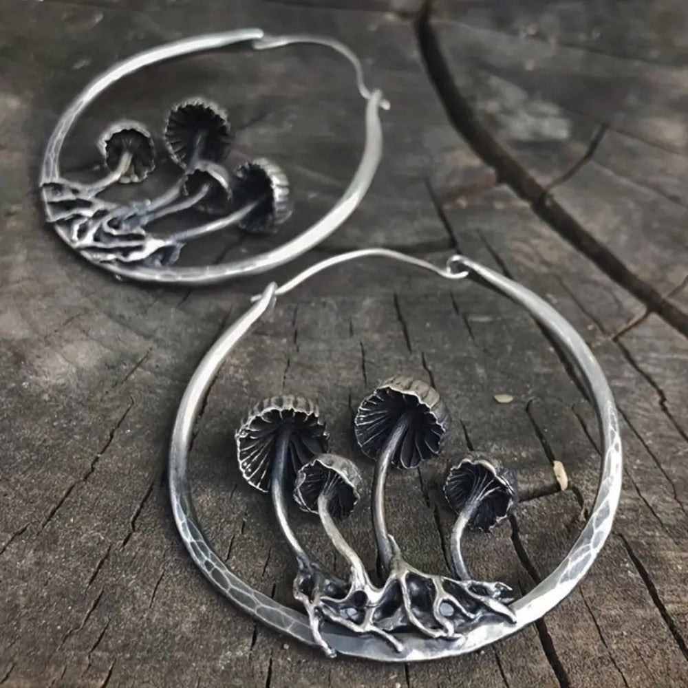 Hollow Mushrooms Hoop Earrings