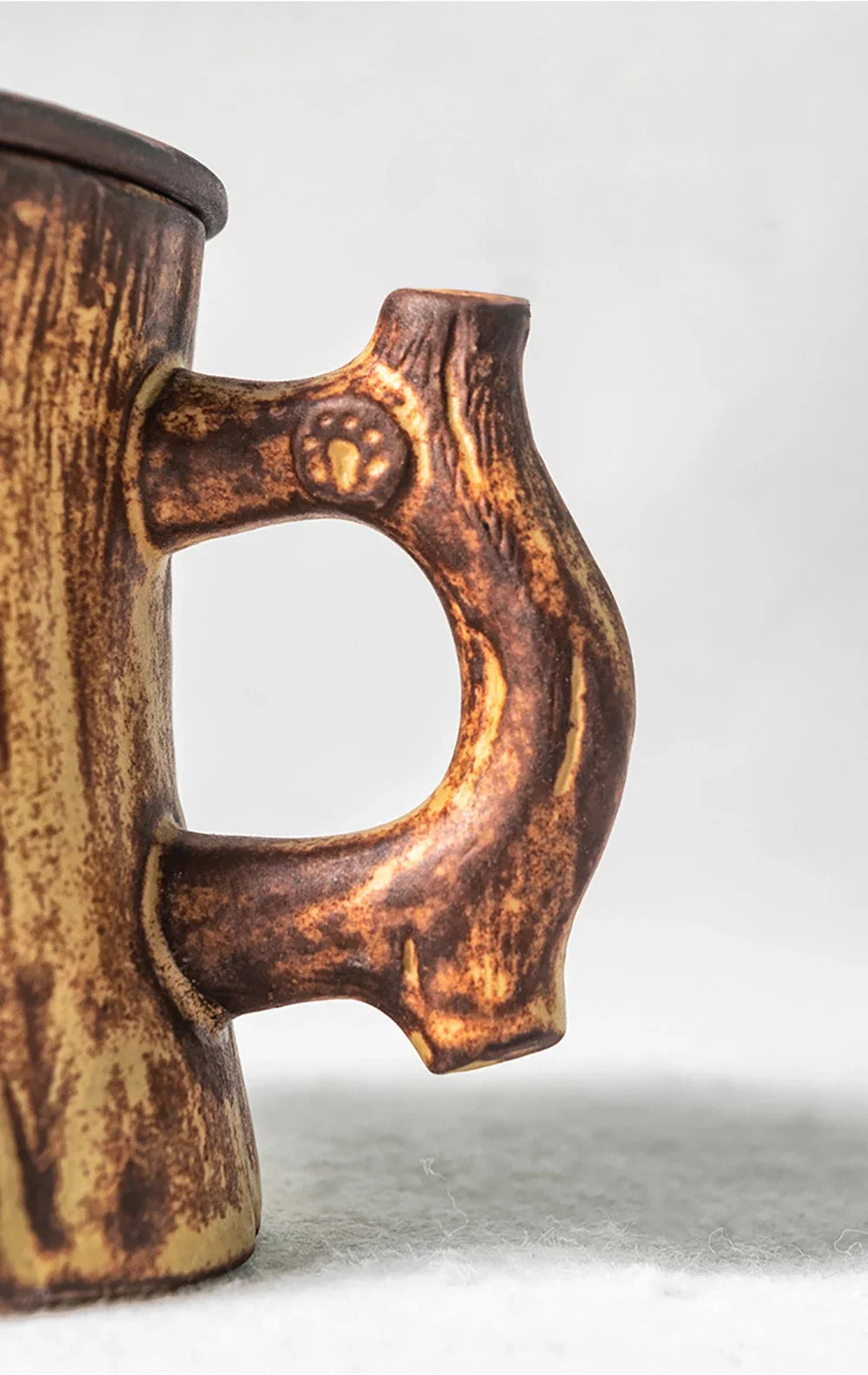 Original Wood Texture Ceramic Coffee Mug with Lid