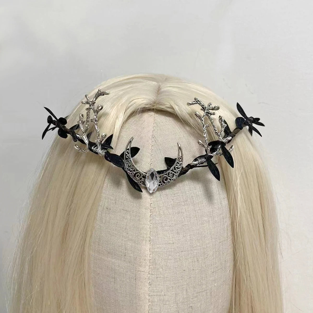 Black gothic crown with antlers