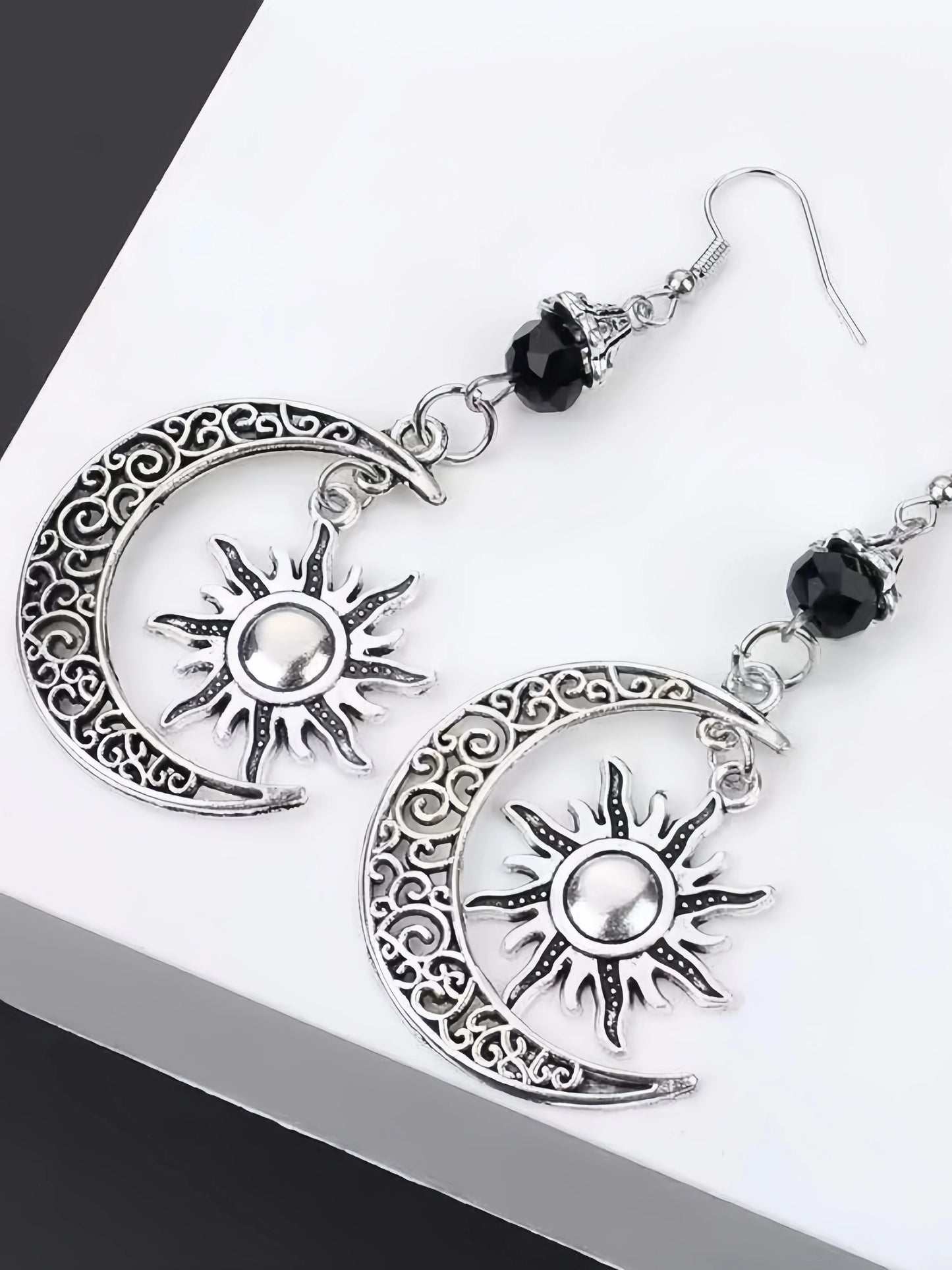 Gothic Dark Style Moon Sun Dangle Earrings