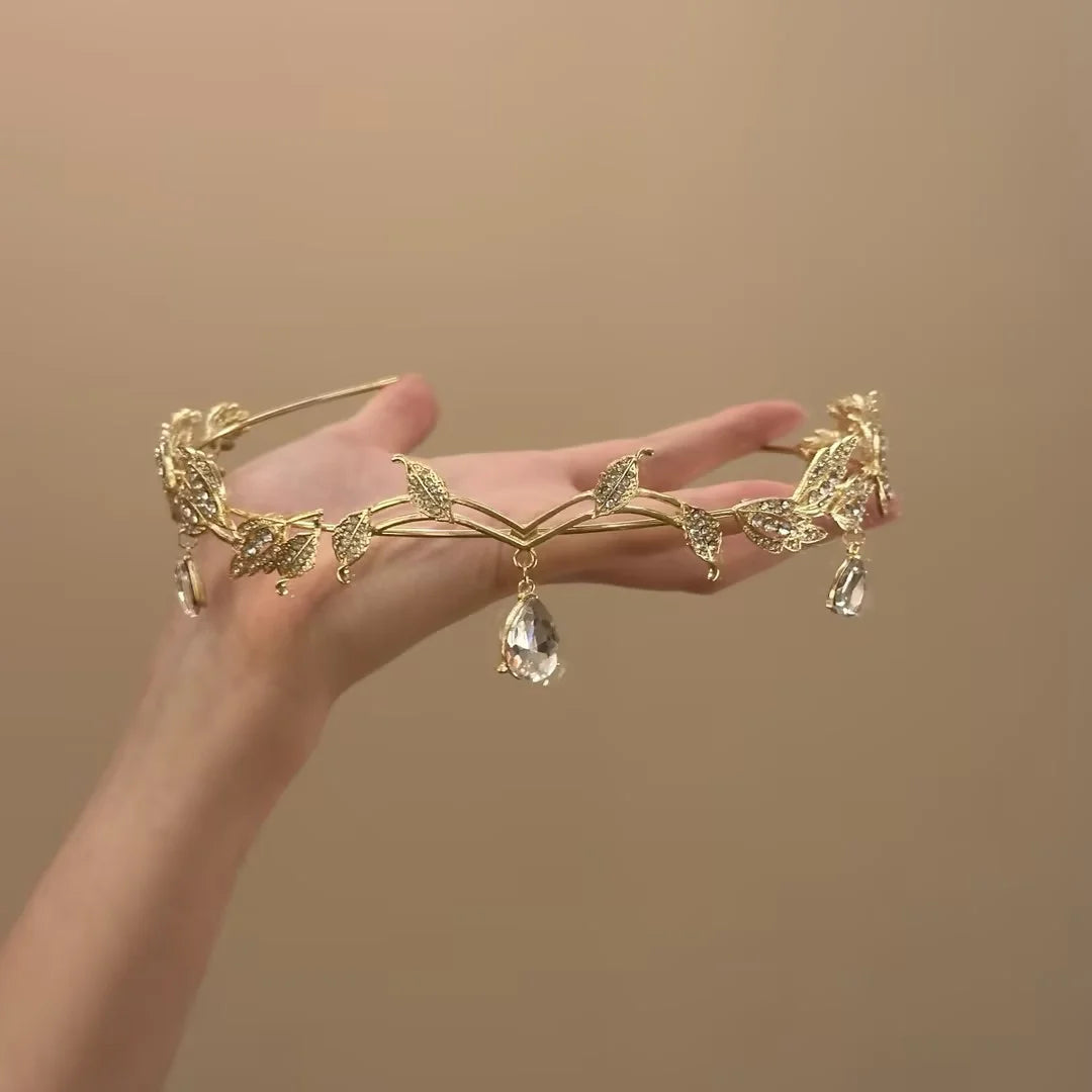 Forest Elf Leaf Shaped Rhinestone Headband