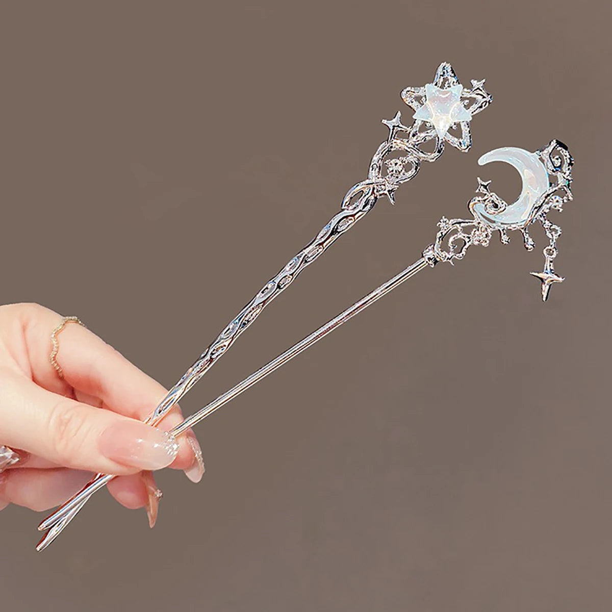 Vintage Moonstone Star Moon Hair Sticks