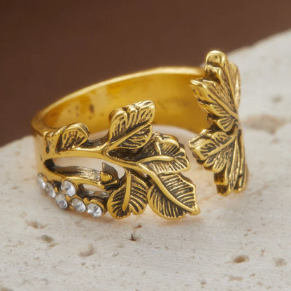 Creative Retro Niche Exquisite Branch Maple Leaf Ring Women's Fashion Creative Holiday Party Valentine's Day Jewelry Accessories