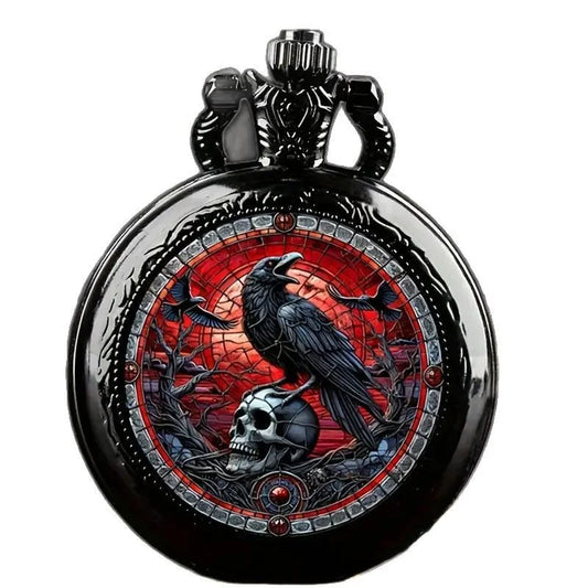 Colorful Pattern Medium Pocket Watch Retro Flip Decoration Necklace Watch Personalized Trend Male and Female Student Quartz