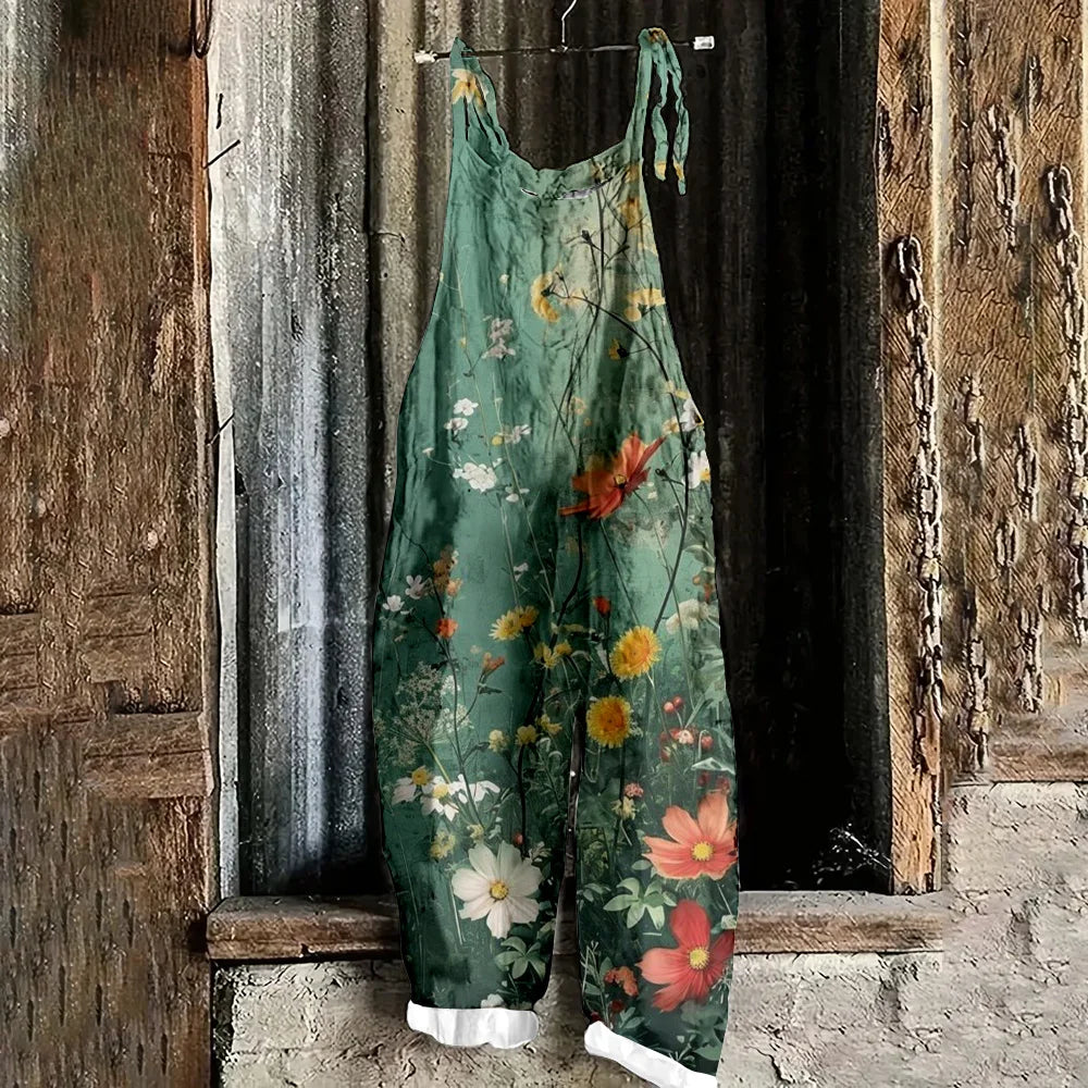 Flower Print Sexy Adjustable Suspender Romper