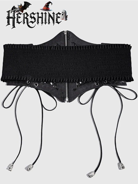 1-piece set of women's black hollow mesh cross chain cross metal accessories decorated with dark punk style waist waistband