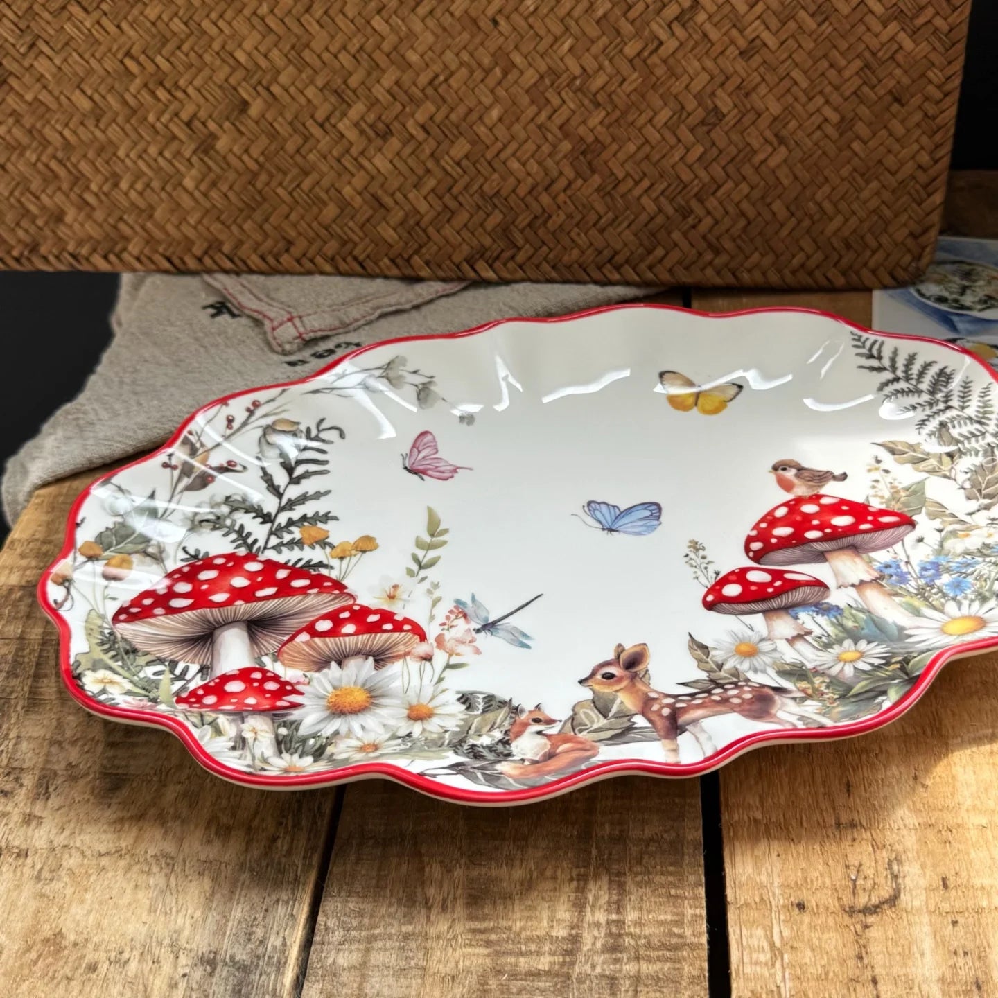 Ceramic Dinnerware Oval Serving Platter Festive Tableware Collection