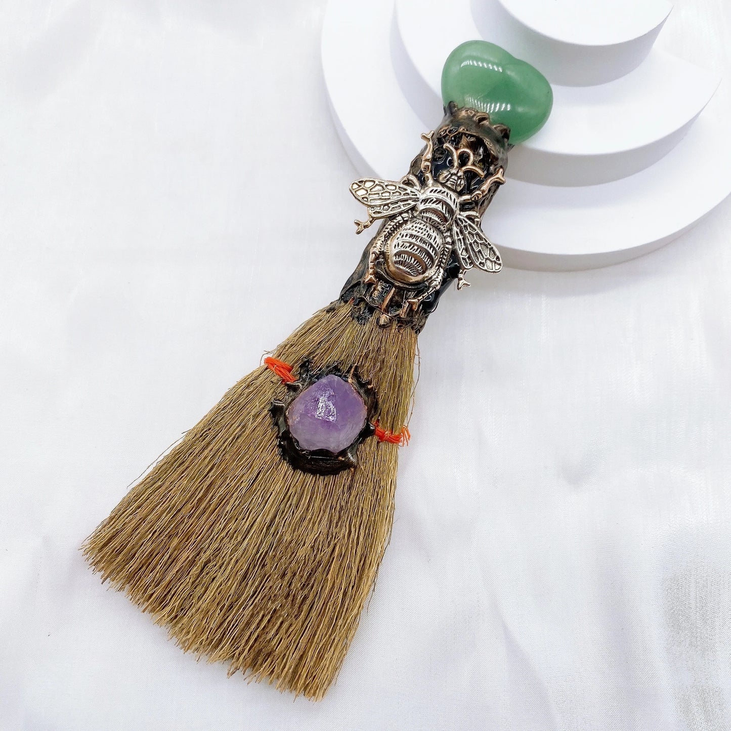Natural Amethyst Crystal Love Heart Magic Broom