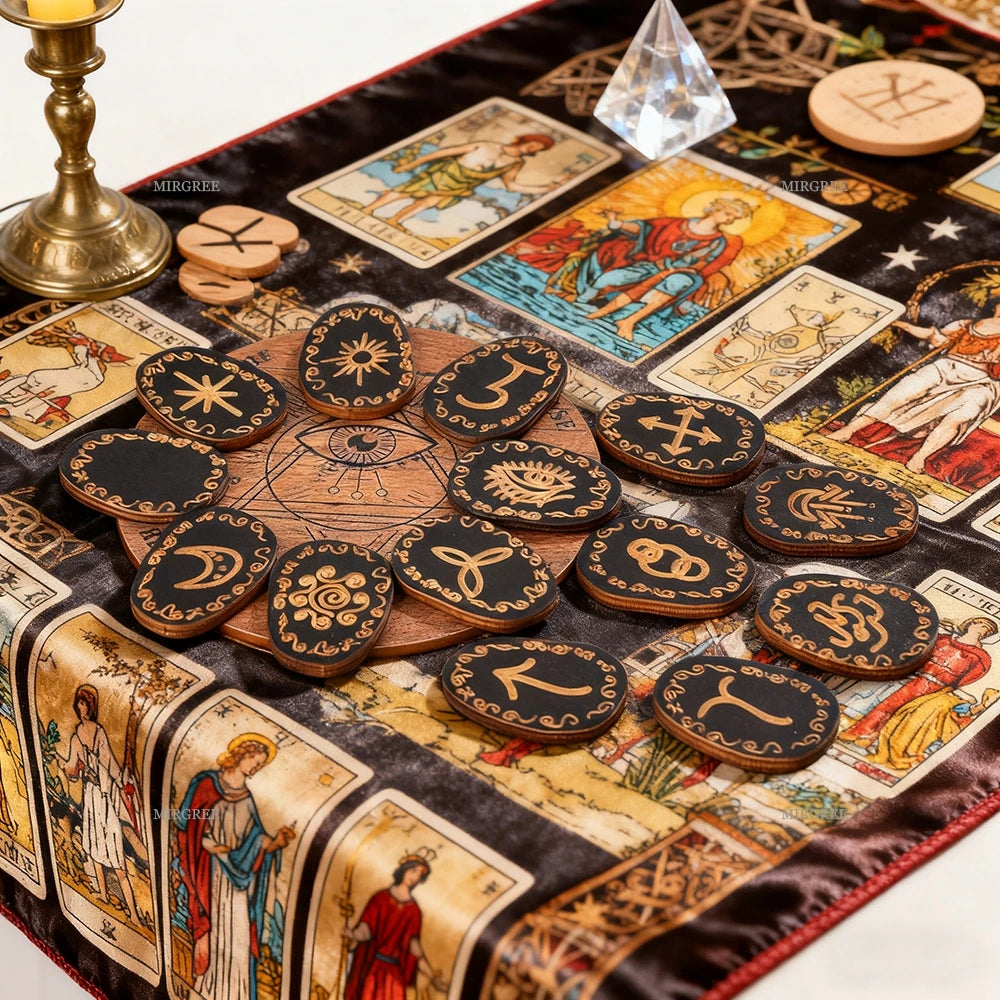 Mysterious Rune Set Handmade Wooden Rune