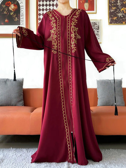 Elegant Women Abaya Long Sleeve Chiffon Dress