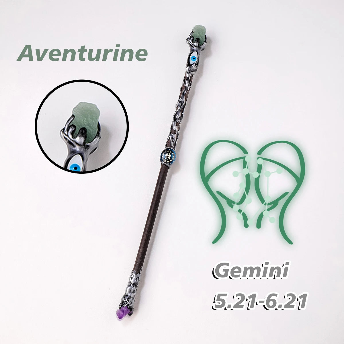 Natural Crystal 12 Constellations Devil's Eye Energy Wand