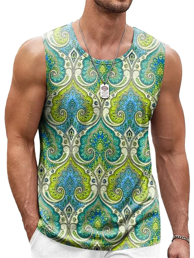 Retro Ethnic Graphic Men's Tank Tops