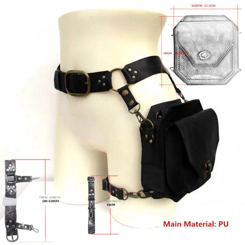 Steam Punk PU Waist Bags Hip Pack