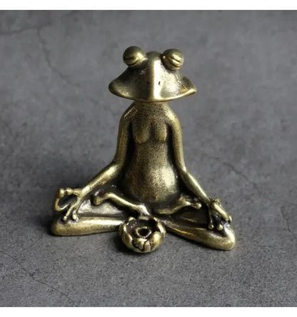 Retro Copperware Incense Socket Zen Frog Ornaments Solid Pure Copper Frog Tea Pet Incense Holder Ornaments