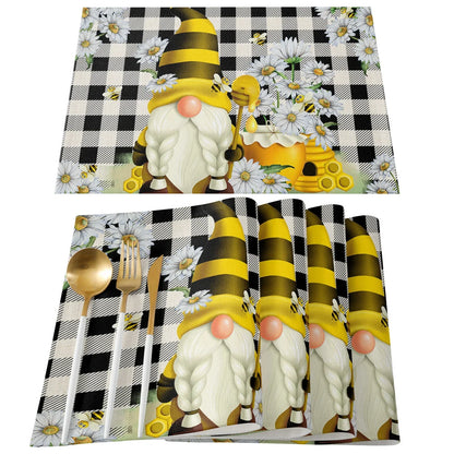 Spring Bee Daisy Gnome Table Mats Cotton